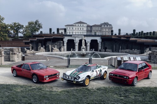 Lancia 037 Stradale, Stratos Rallye und Delta HF Integrale (von links). 