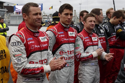 Le-Mans-Sieger 2013 (von links): Tom Kristensen (DK), Loïc Duval (F) und Allan McNish (GB).