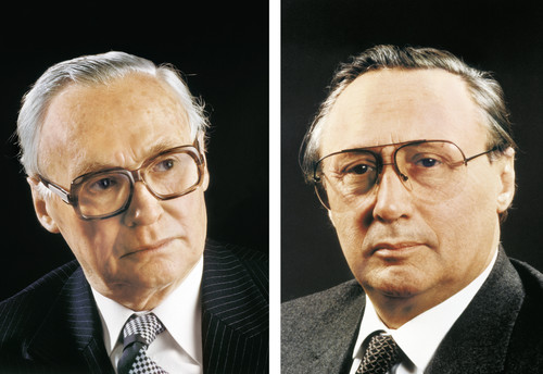 Legten 1946 den Grundstein für die heutige Unternehmensgruppe: die Brüder Dr. Wilhelm Schaeffler (links) und Dr.-Ing. E.h. Georg Schaeffler.