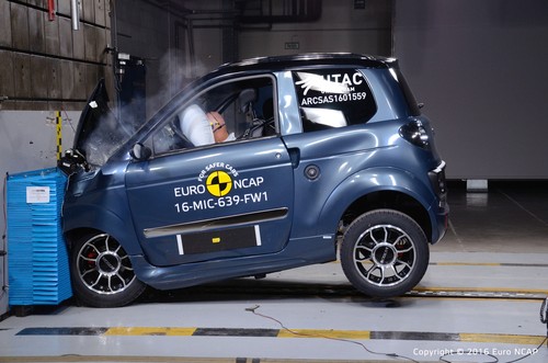 Ligier M.Go Family im Euro-NCAP-Crashtest.