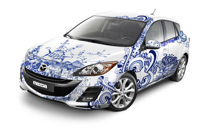 Mazda 3 mit Doodle-Design.