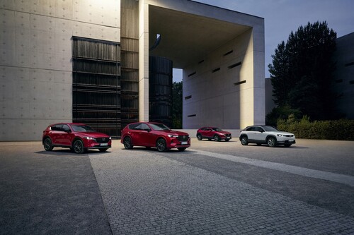 Mazda CX-5, CX-60, CX-30 und MX-30 (von links).