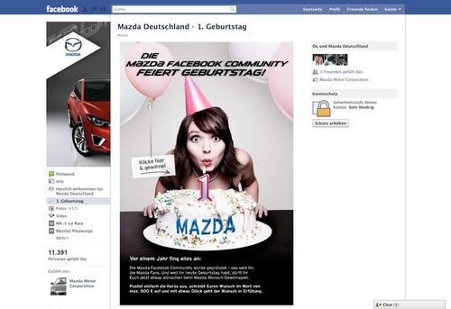 Mazda Facebook-Community feiert ersten Geburtstag.