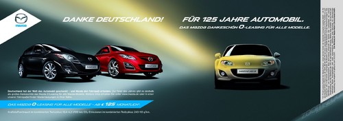 Mazda-Werbekampagne „Danke Deutschland! Für 125 Jahre Automobil“.