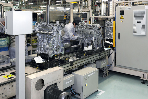 Mazda-Werk in Hiroshima: Eine Motorenlinie für Vier- und Sechszylinder.