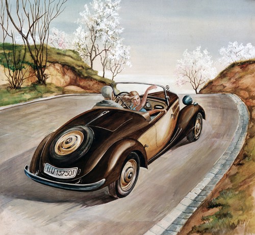 Mercedes-Benz 170 V Roadster (Gouache von Leibach, 1937).