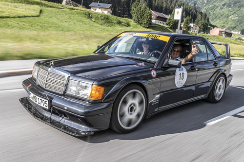 Mercedes-Benz 190 E 2.5-16 Evolution II aus der Sammlung von Mercedes-Benz Classic, gefahren von Markenbotschafter Klaus Ludwig bei der Silvretta-Classic-Rallye Montafon 2019.