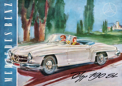 Mercedes-Benz 190 SL (W 121, 1955 bis 1963). Titelseite des Prospekts.