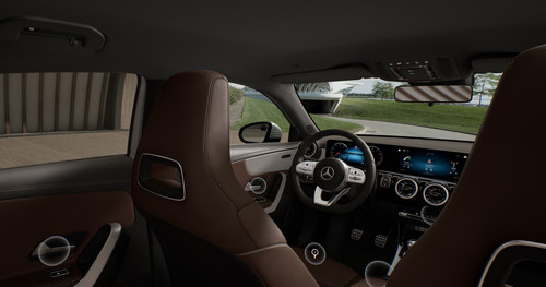 Mercedes-Benz A-Klasse durch die Virtual-Reality-Brille gesehen.