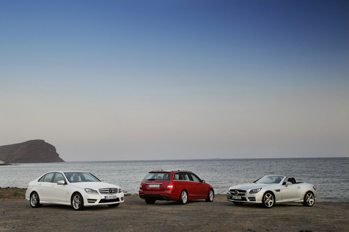 Mercedes-Benz C-Klasse Limosine und T-Modell sowie SLK Roadster.