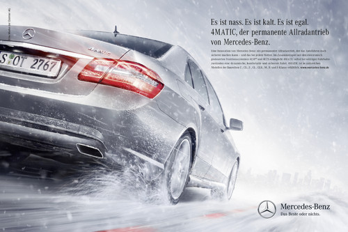 Mercedes-Benz startet Werbekampagne zu permanentem Allradantrieb 4Matic: Technologie schlägt Meteorologie.