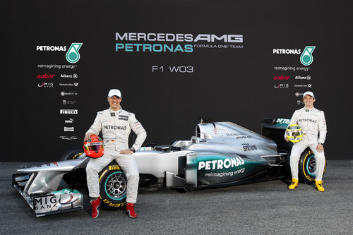Michael Schumacher und Nico Rosberg am Mercedes AMG Petronas.