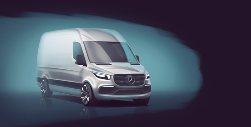 Mit dieser Skizze gibt Mercedes-Benz einen Vorgeschmack auf das Design des neuen Sprinter.