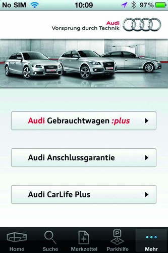 Mit neuen Apps für das iPhone und Android-Geräte bietet die AUDI AG ab sofort einen mobilen Zugang zur Audi Gebrauchtwagenbörse an. Sobald das gesuchte Modell eingestellt wird, erhält der Kunde das Angebot in Echtzeit.