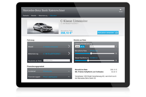 Mobile Ratenrechner von Mercedes-Benz.