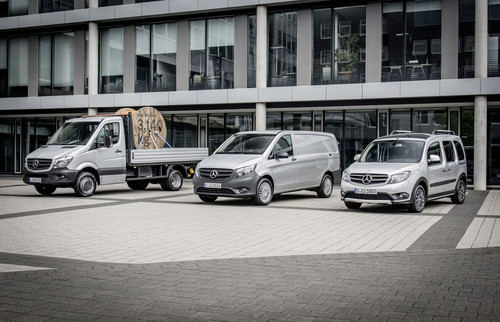 Modelle von Mercedes-Benz Vans (v.l.): Sprinter, Vito und Citan.