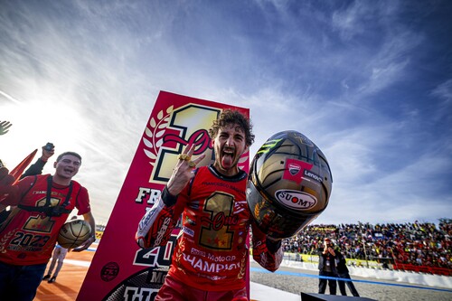 Moto-GP-Weltmeister 2023: Francesco Bagnaia auf Ducati.