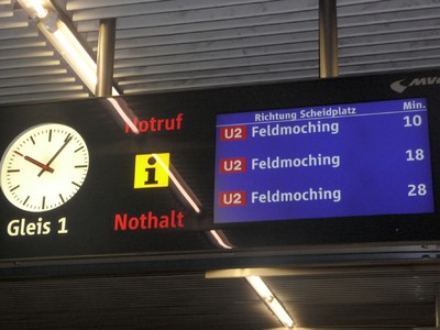 München punktet auch durch dynamische Anzeigen bei der U-Bahn.