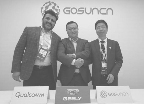 Nakui Duggai, Qualcomm Technologies, Shen Ziyu, Geely Research Institute und Liu Shuangguang, Gosuncn Group (von links).
