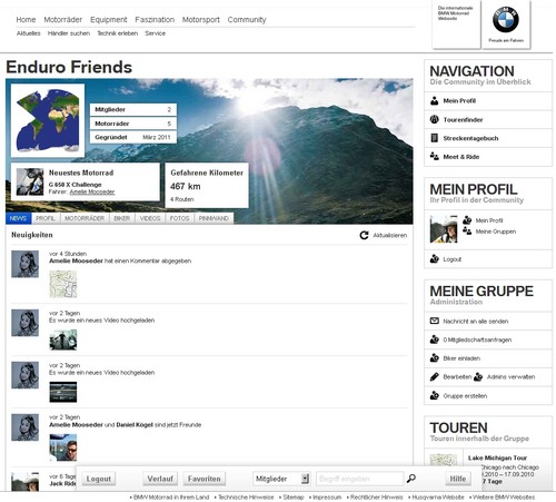 Neue Internetseite bei BMW: www.bmw-motorrad.com/community.