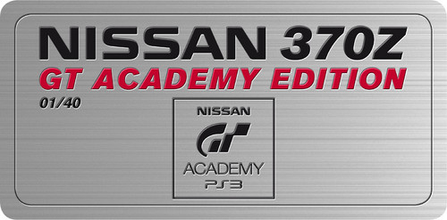 Nissan 370Z-GT-Academy Edition mit nummerierter Edelstahl-Plakette.