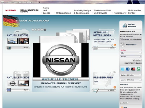 Nissan-Presseseite im Internet.