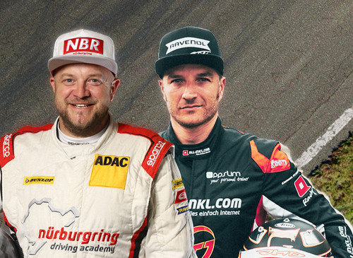 Nürburgring Chefinstruktor Andy Gülden und der zweifache DTM-Champion Timo Scheider.

