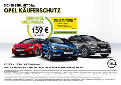 Opel-Anzeige &quot;Sicher sein. Mit dem Opel-Käuferschutz&quot;. 