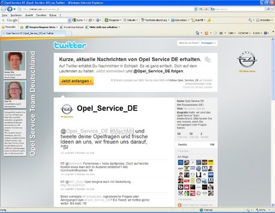 Opel Deutschland Service Twitter-Seite.