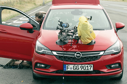 Opel-Kampagne zum Astra: Vorbereitung der Dreharbeiten.
