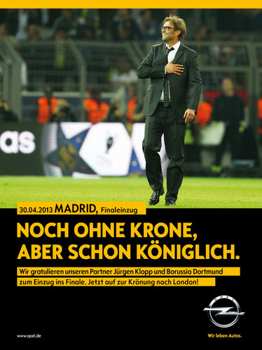 Opel nutzt sein Fußball-Sponsoring auch für werbewirksame Anzeigen.