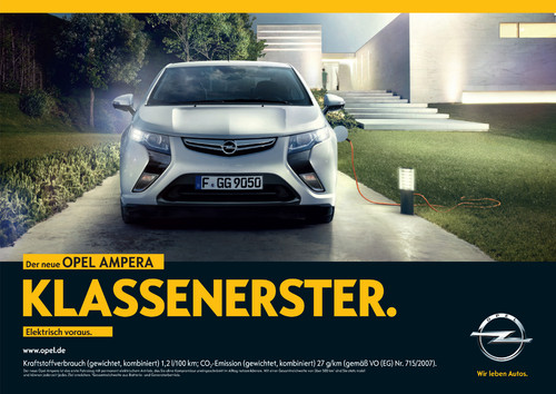 Opel startet eine Medien übergreifende Werbekampagne zur Markteinführung des Ampera.