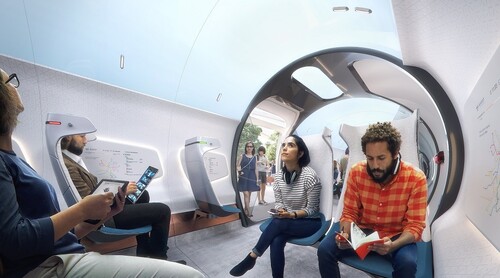 Personenbeförderung in einem Hyperloop-Fahrzeug.