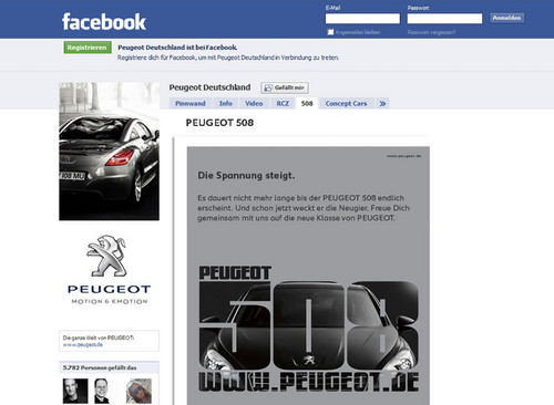 Peugeot auf Facebook.