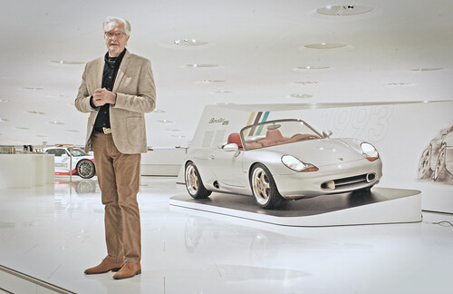Porsche-Designer Harm Lagaay und sein Boxster Concept Car.