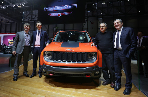 Präsentation des Jeep Renegade auf dem Genfer Automobilsalon 2014.