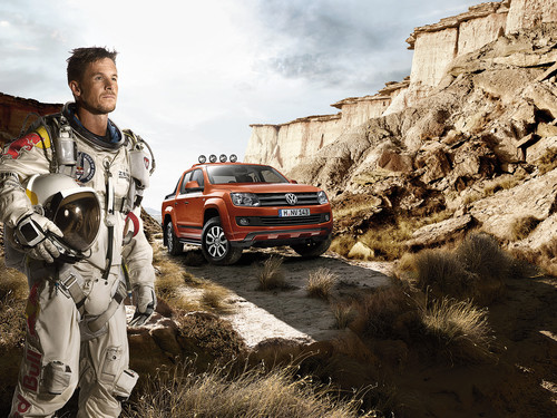 Printkampagne Volkswagen Amarok Canyon mit Felix Baumgartner.