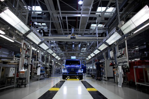 Produktion der Mercedes-Benz G-KLasse bei Magna Steyr (Österreich).