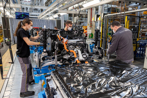 Produktion des Antriebstrangs für den Mégane E-Tech Electric im Renault-Werk Douai. 