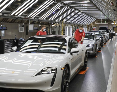 Produktion des Porsche Taycan in Zuffenhausen.