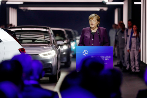 Produktionsstart für den VW ID 3 (v.l.): Bundeskanzlerin Dr. Angela Merkel.