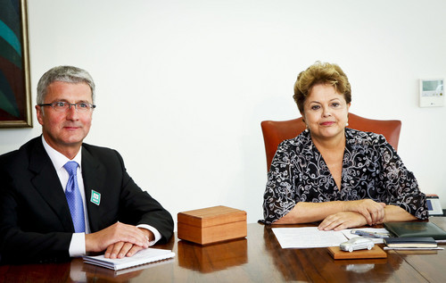 Prof. Rupert Stadler, Rupert Stadler, Vorstandsvorsitzender der AUDI AG, und die brasilianische Staatspräsidentin Dilma Rousseff.