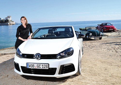 Prominenz im Cabrio: Anja Kling am Volkswagen Golf R Cabriolet.