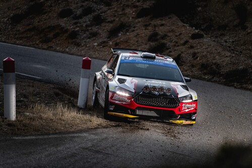 Rallye Monte-Carlo 2023: Erik Cais und Beifahrer Petr Tesinsky aus Tschechien erreichten im Skoda Fabia RS Rally2 Platz vier in der Kategorie WRC2. 