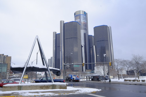 Renaissance Center mit General Motors-Hauptverwaltung.