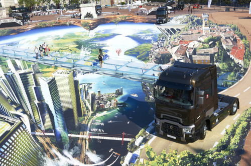 Renault Trucks - Größtes 3D-Streetart-Kunstwerk der Welt auf dem Place Bellecour in Lyon.