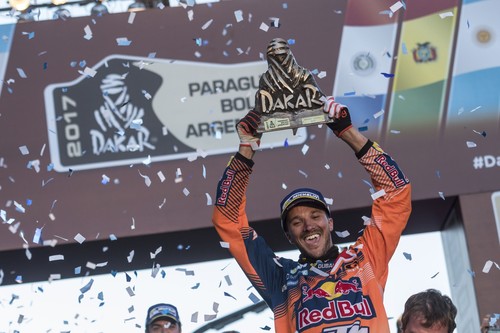 Sam Sunderland auf KTM gewann die Motorradwertung der Rallye Dakar 2017.