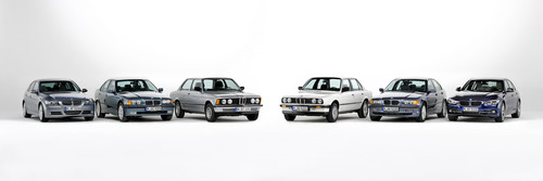 Sechs Generationen BMW 3er.