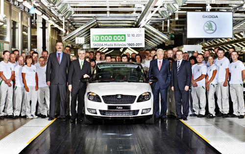 Škoda produziert zehnmillionstes Fahrzeug in Mladá Boleslav.