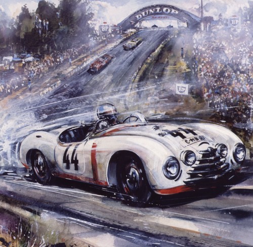 Skoda Sport beim 24-Stunden-Rennen von Le Mans 1950 aus Sicht des Malers Vladimir Bidlo (1925–1997).